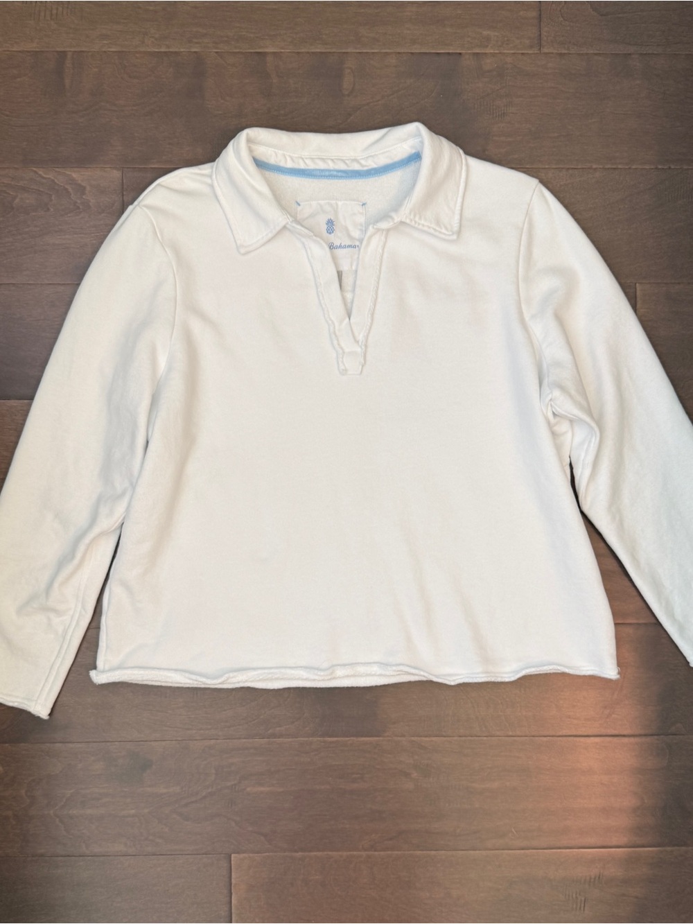 Tommy Bahama Marina Del Mar White Long-Sleeve Polo Sweatshirt Top Large NWOT